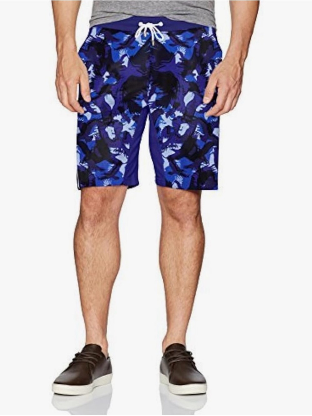 NWT 2XL Armani Exchange Eagle Camo Flat Front Men's Shorts Blue